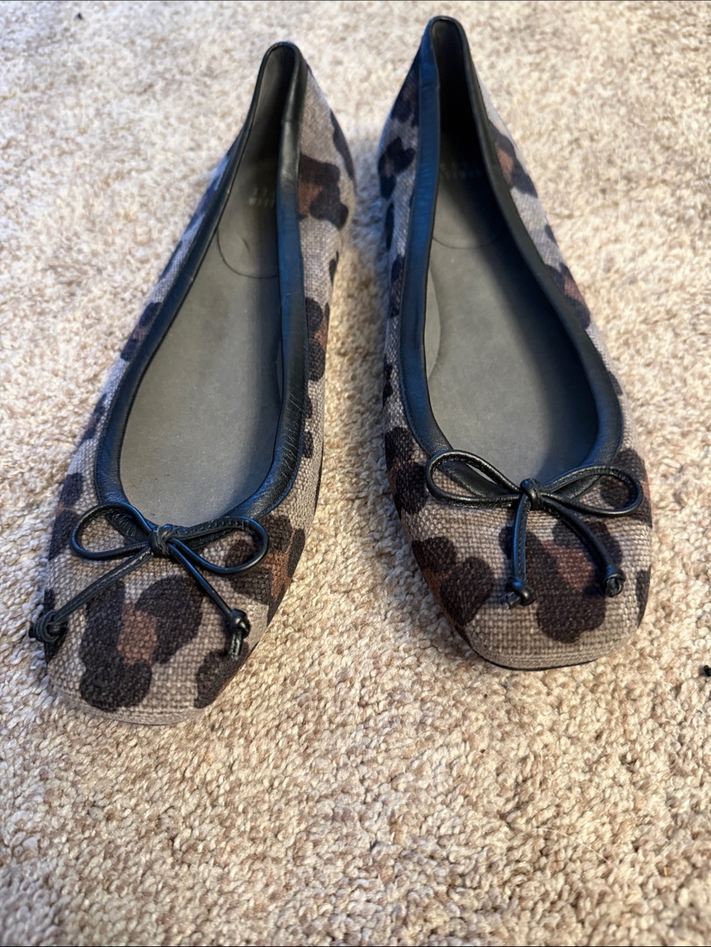 Stuart Weitzman Brown and Black Leopard Print Ballet Flats